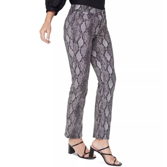 NYDJ Marilyn Straight Fit Lift Tuck Snake Print Denim Jeans Size 6‎ - Picture 1 of 8